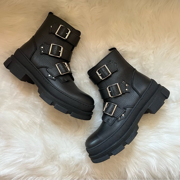 New! Rare! STEVE MADDEN Gladys Combat Moto Boots - Picture 2 of 8